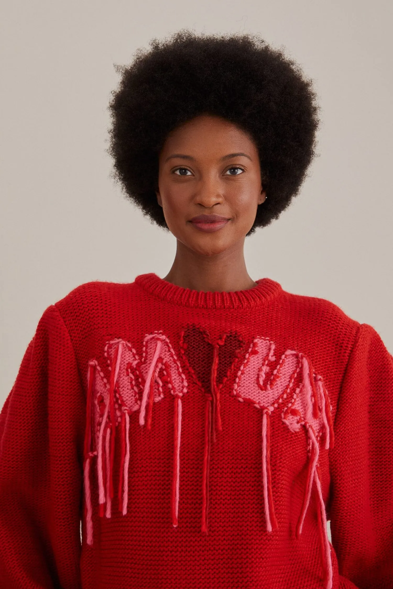 FARM Rio AMOUR EMBROIDERED KNIT SWEATER