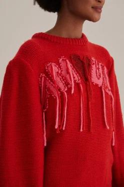 FARM Rio AMOUR EMBROIDERED KNIT SWEATER