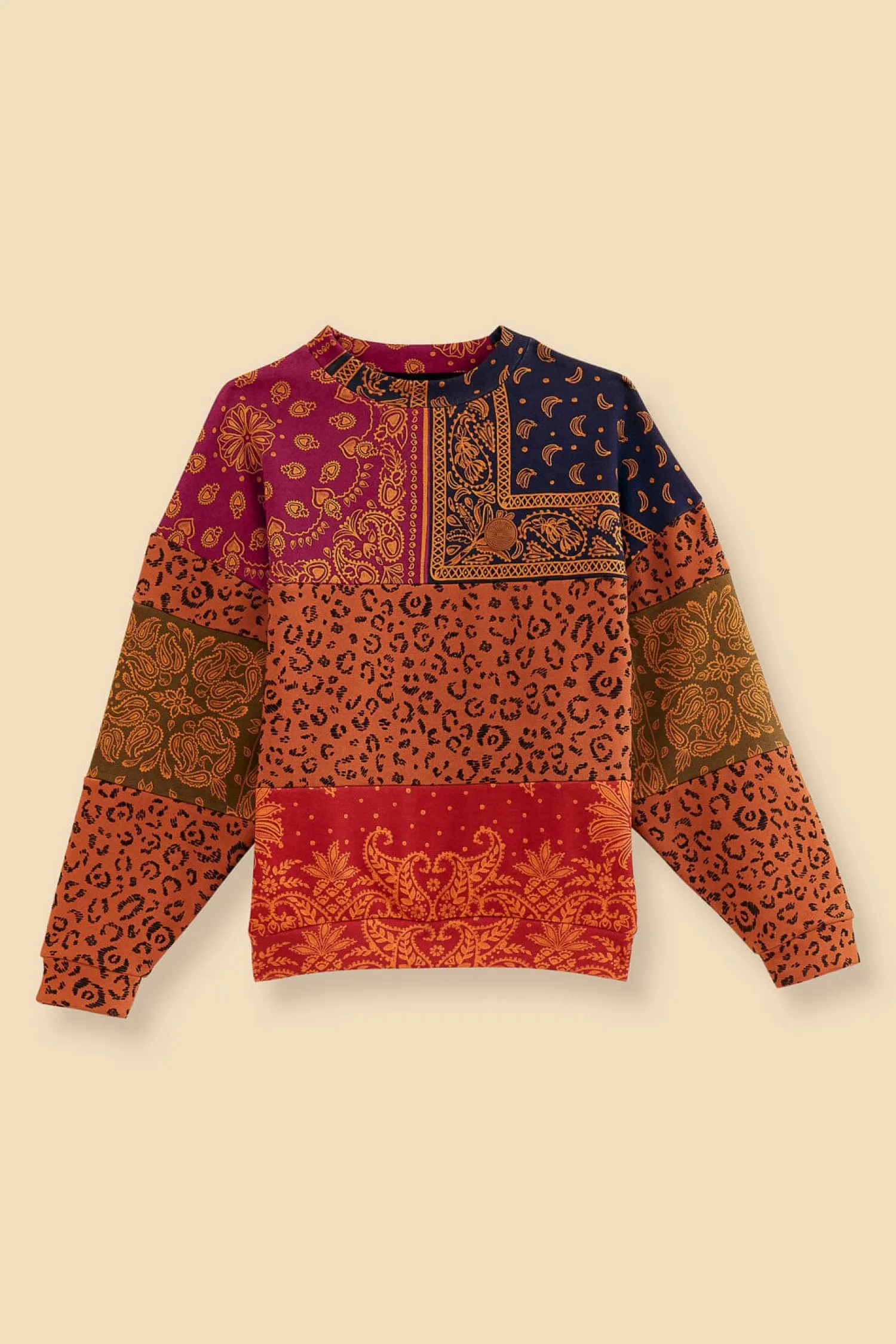 FARM Rio BANDANA DREAM MIXED LEOPARD TEXTURE SWEATSHIRT