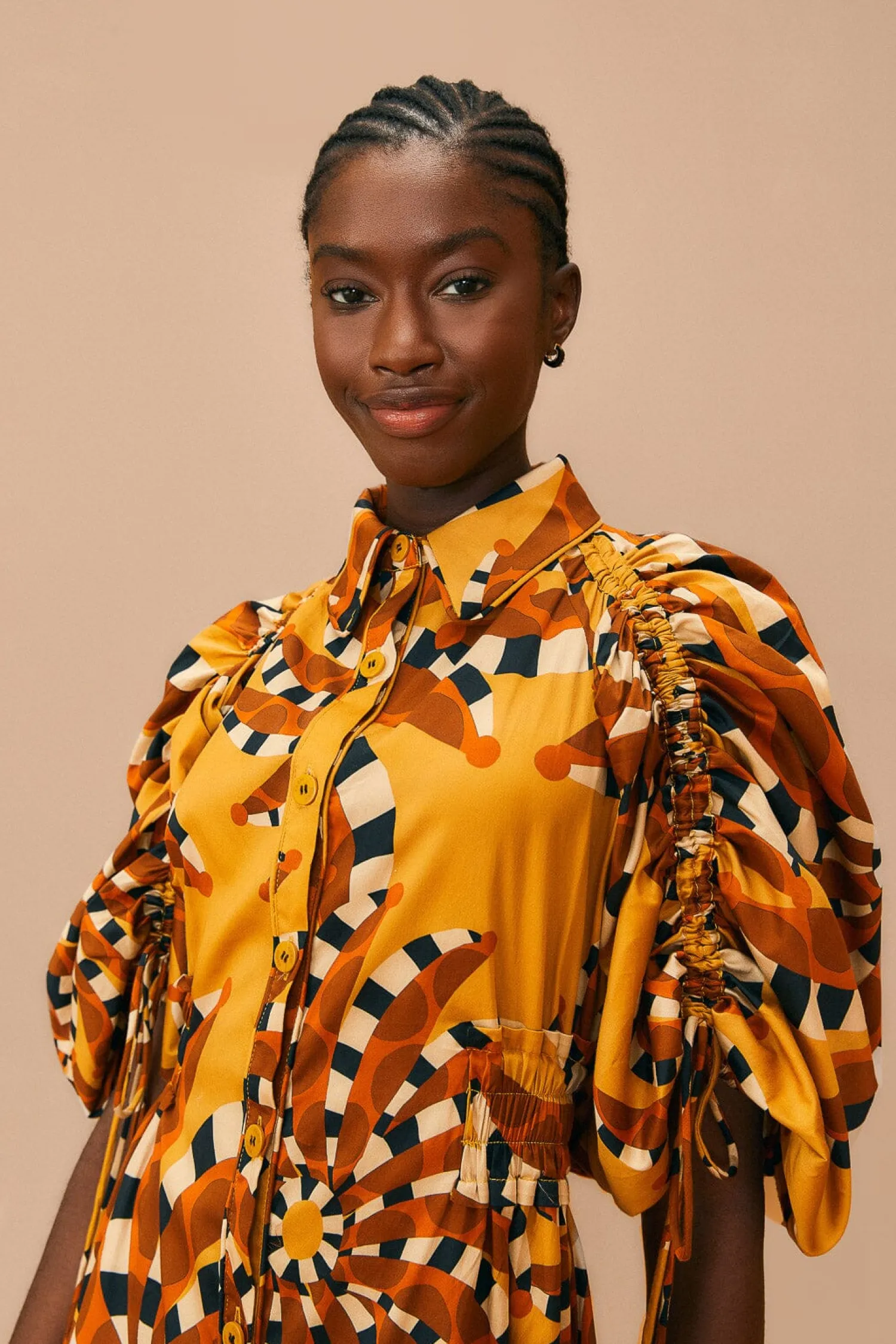 FARM Rio BEIGE BANANADA BUTTON DOWN MINI DRESS