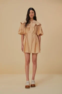 FARM Rio  BEIGE SHORT SLEEVE MINI DRESS