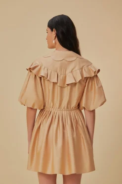 FARM Rio BEIGE SHORT SLEEVE MINI DRESS