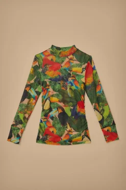 FARM Rio BIRD LEAVES SAND TULLE BLOUSE
