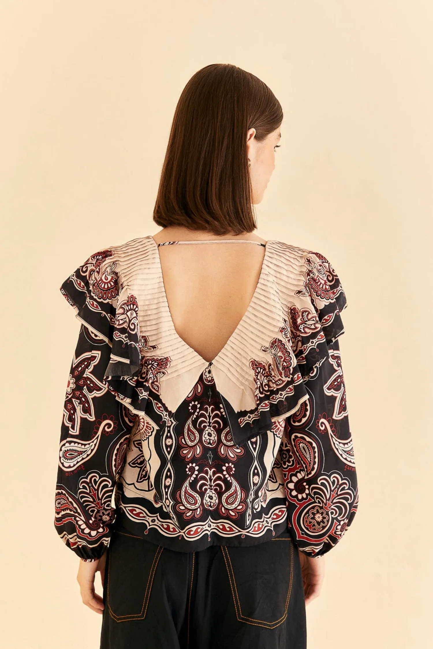FARM Rio BLACK & WHITE SWEET MERMAIDS BLOUSE