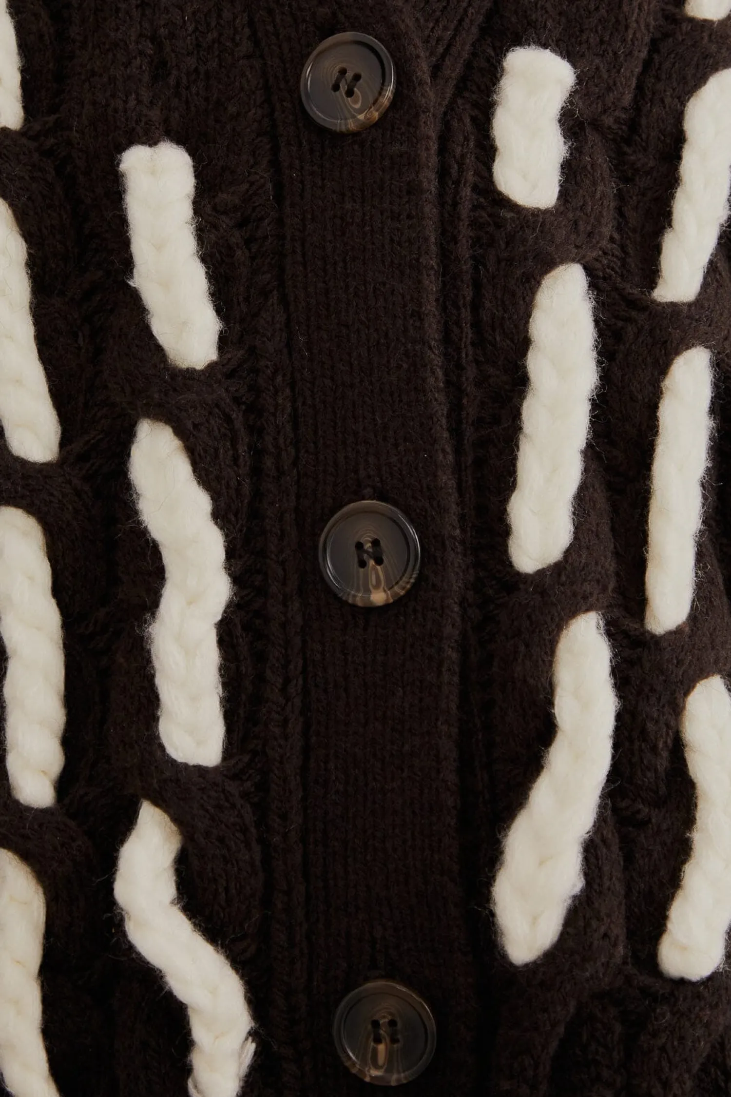 FARM Rio BLACK AND WHITE TEXTURED KNIT CARDIGAN
