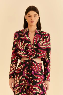 FARM Rio BLACK BANANA DOTS CUT OUT BLAZER