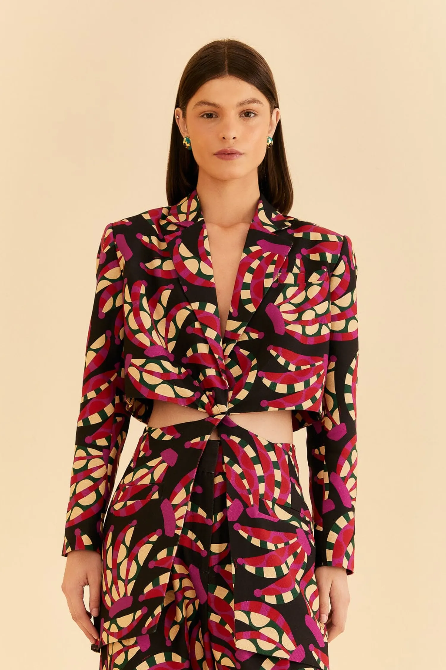 FARM Rio BLACK BANANA DOTS CUT OUT BLAZER