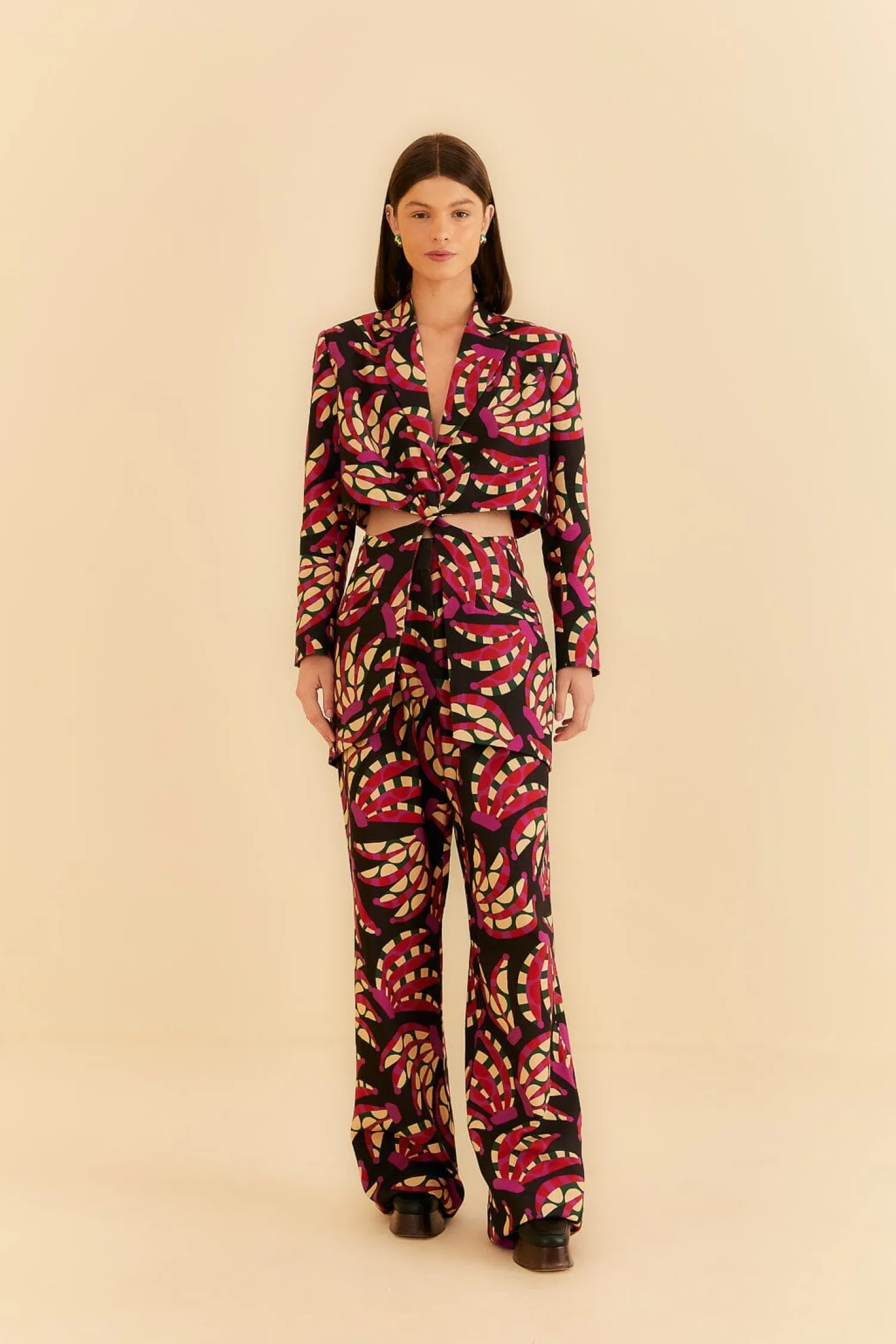 FARM Rio BLACK BANANA DOTS CUT OUT BLAZER