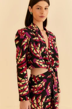 FARM Rio BLACK BANANA DOTS CUT OUT BLAZER