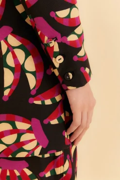 FARM Rio BLACK BANANA DOTS CUT OUT BLAZER