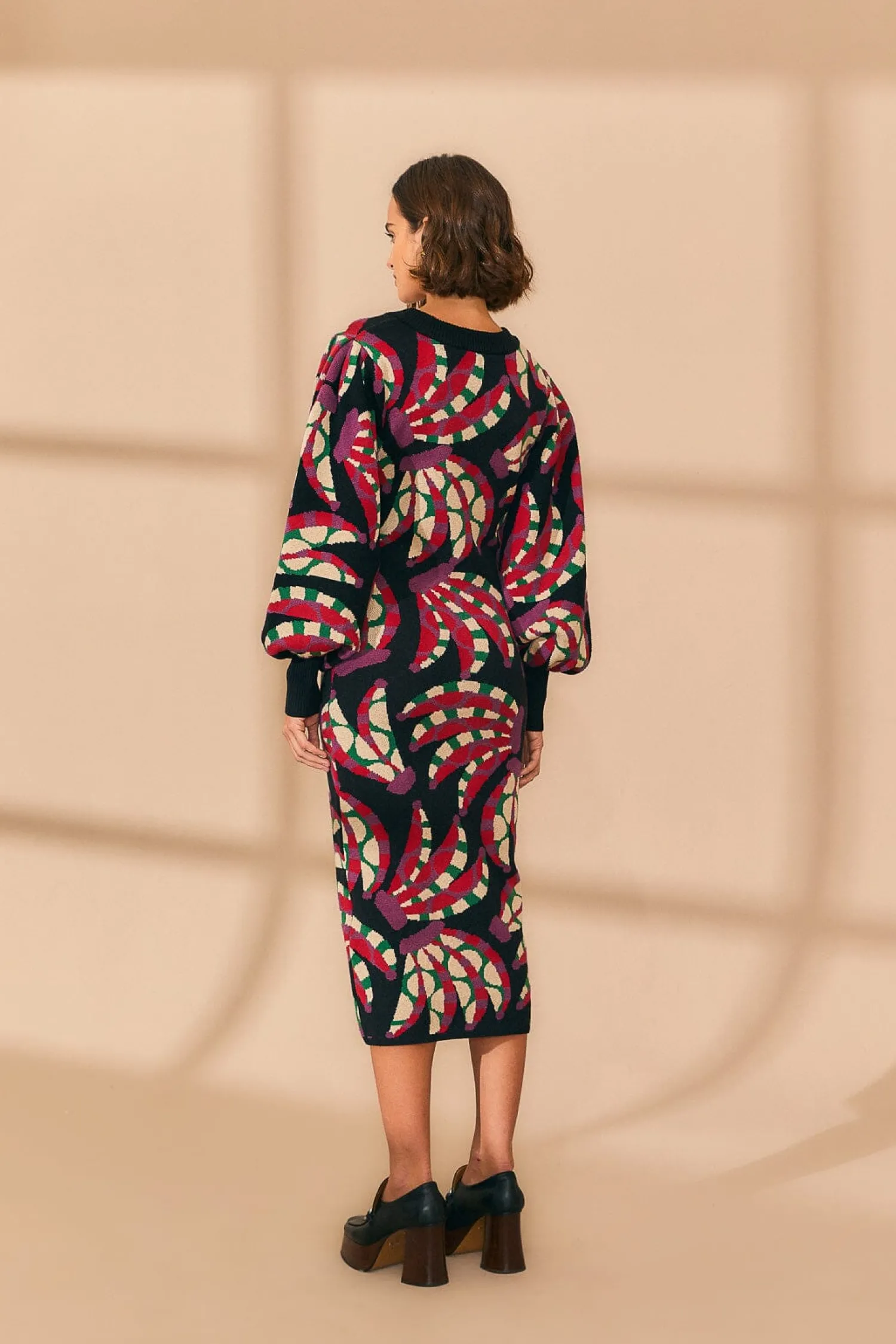 FARM Rio BLACK BANANA DOTS KNIT DRESS