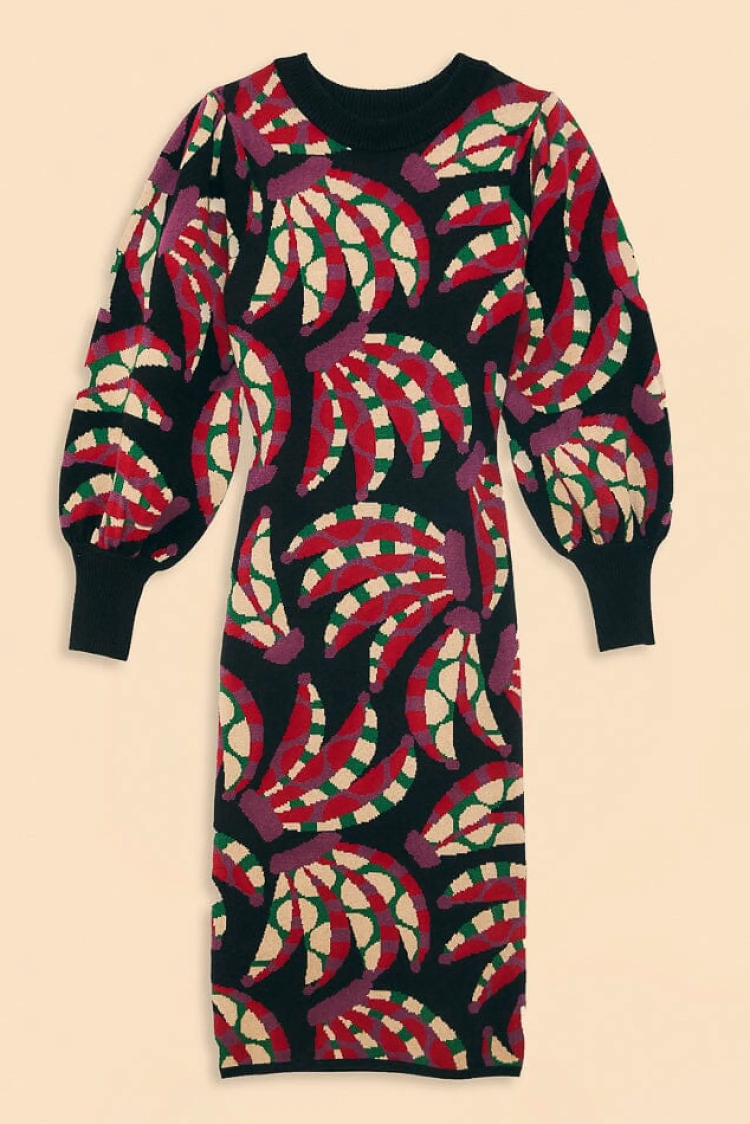 FARM Rio BLACK BANANA DOTS KNIT DRESS