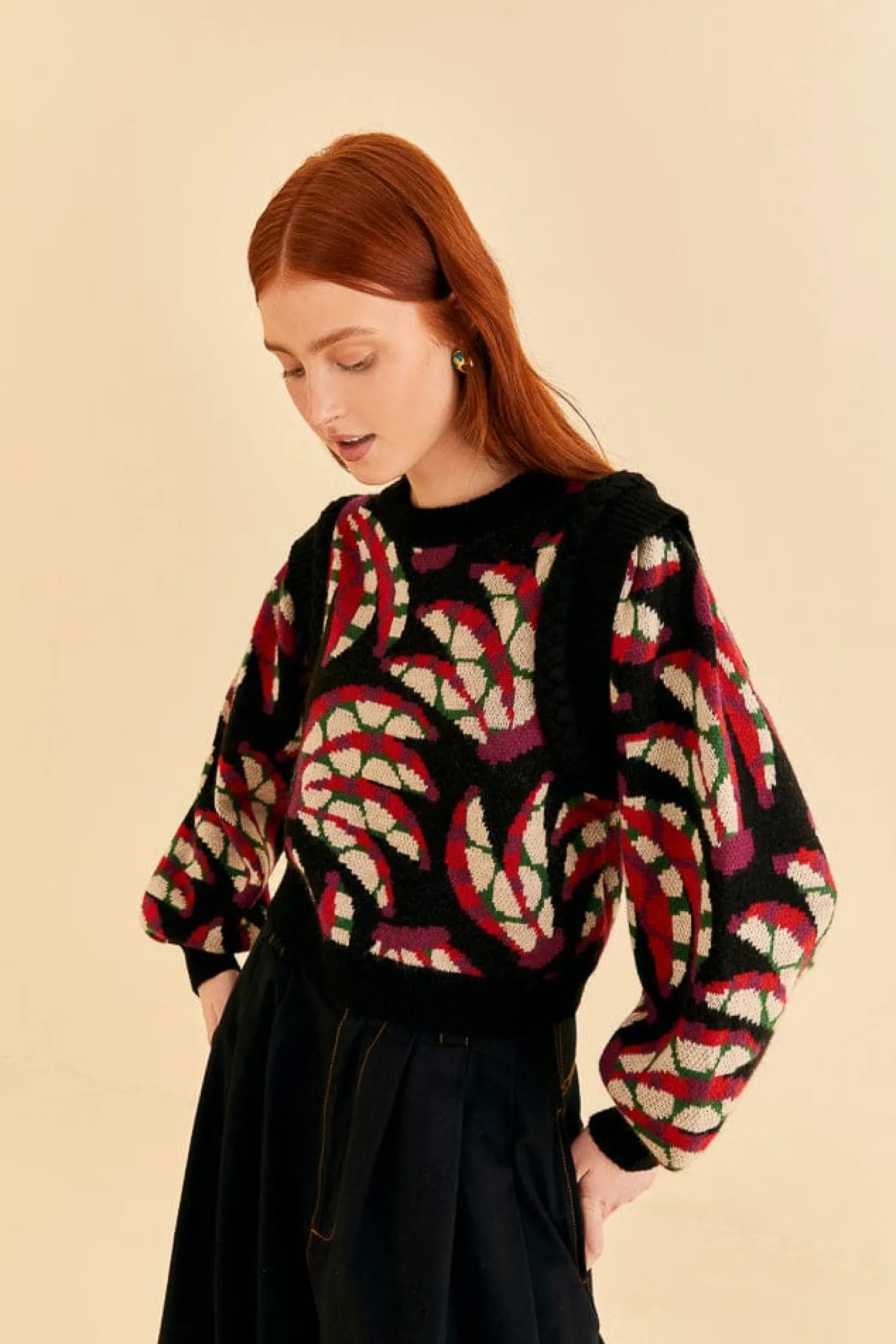 FARM Rio BLACK BANANA DOTS KNIT SWEATER