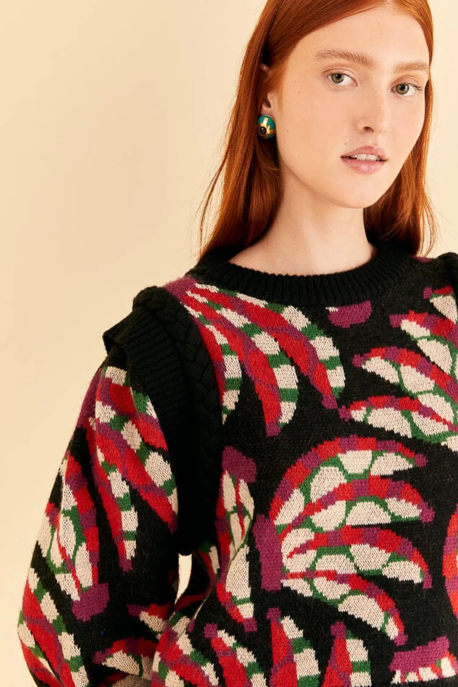 FARM Rio BLACK BANANA DOTS KNIT SWEATER