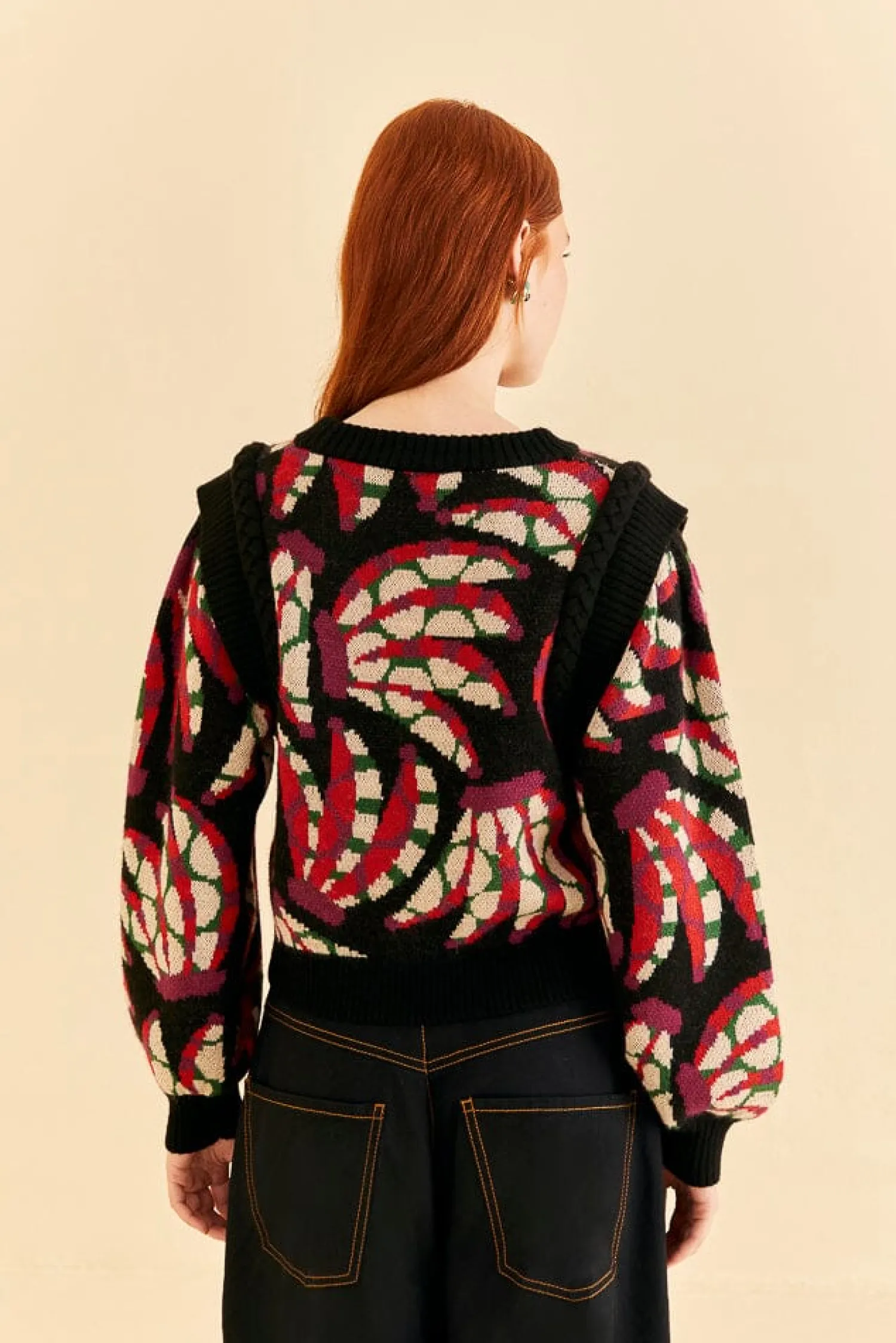 FARM Rio BLACK BANANA DOTS KNIT SWEATER