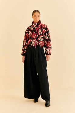 FARM Rio  BLACK BANANA DOTS TRICOT REVERSIBLE PUFFER JACKET