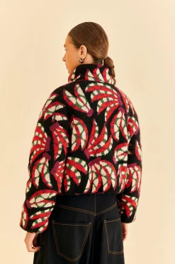 FARM Rio  BLACK BANANA DOTS TRICOT REVERSIBLE PUFFER JACKET