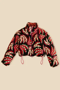 FARM Rio  BLACK BANANA DOTS TRICOT REVERSIBLE PUFFER JACKET