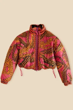 FARM Rio  BLACK BANANA DOTS TRICOT REVERSIBLE PUFFER JACKET