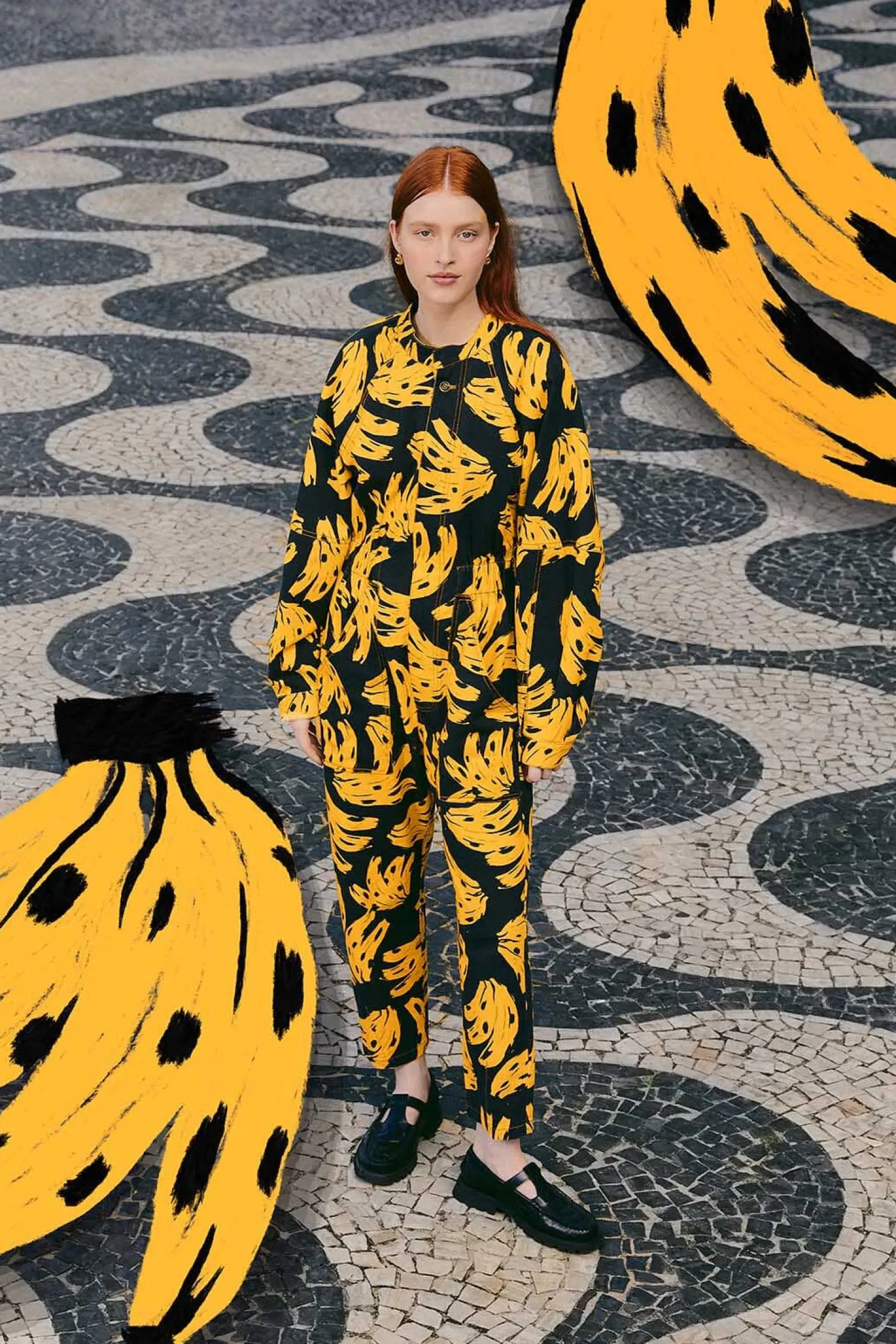 FARM Rio BLACK BOSSA BANANA JUMPSUIT