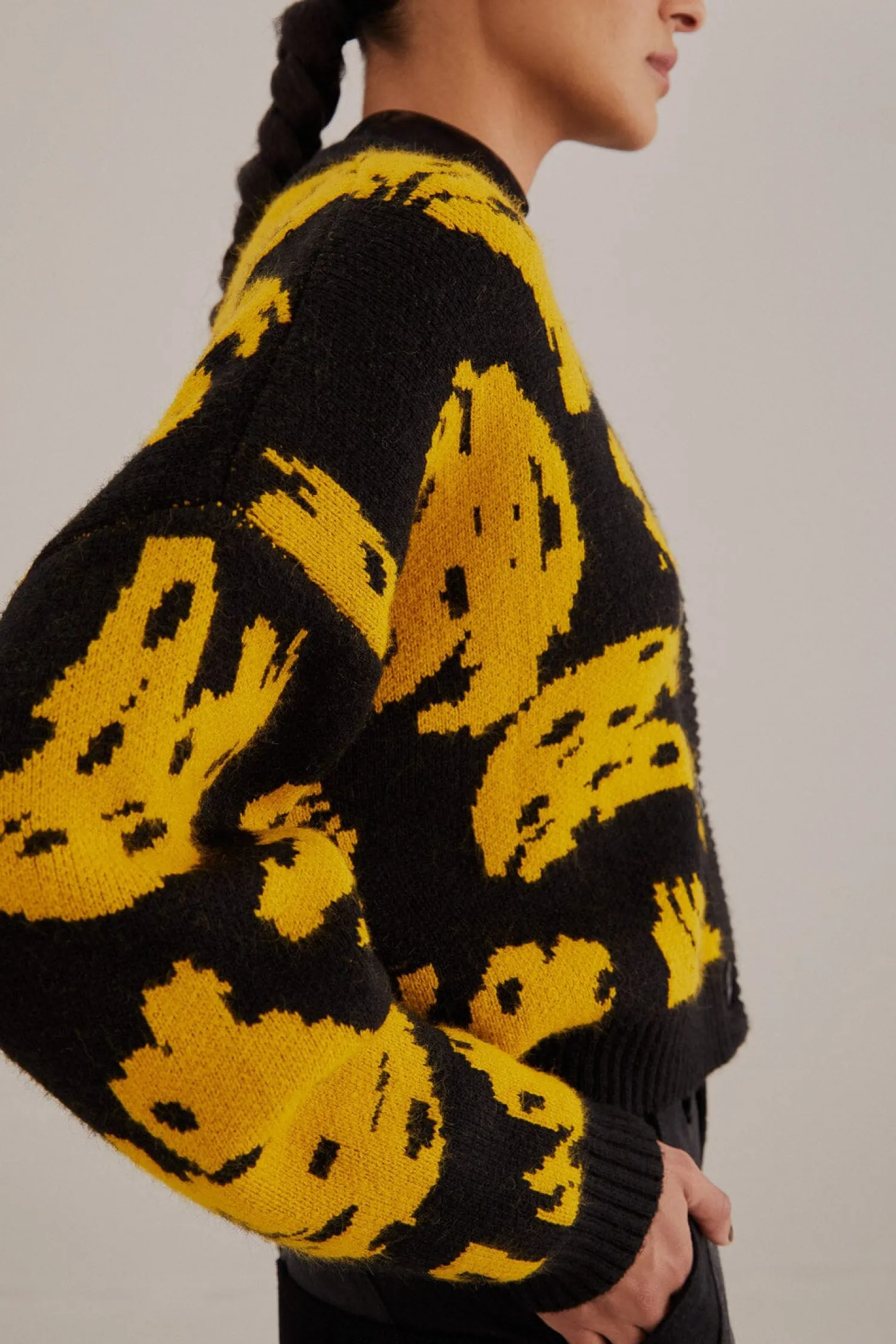 FARM Rio BLACK BOSSA BANANA KNIT CARDIGAN