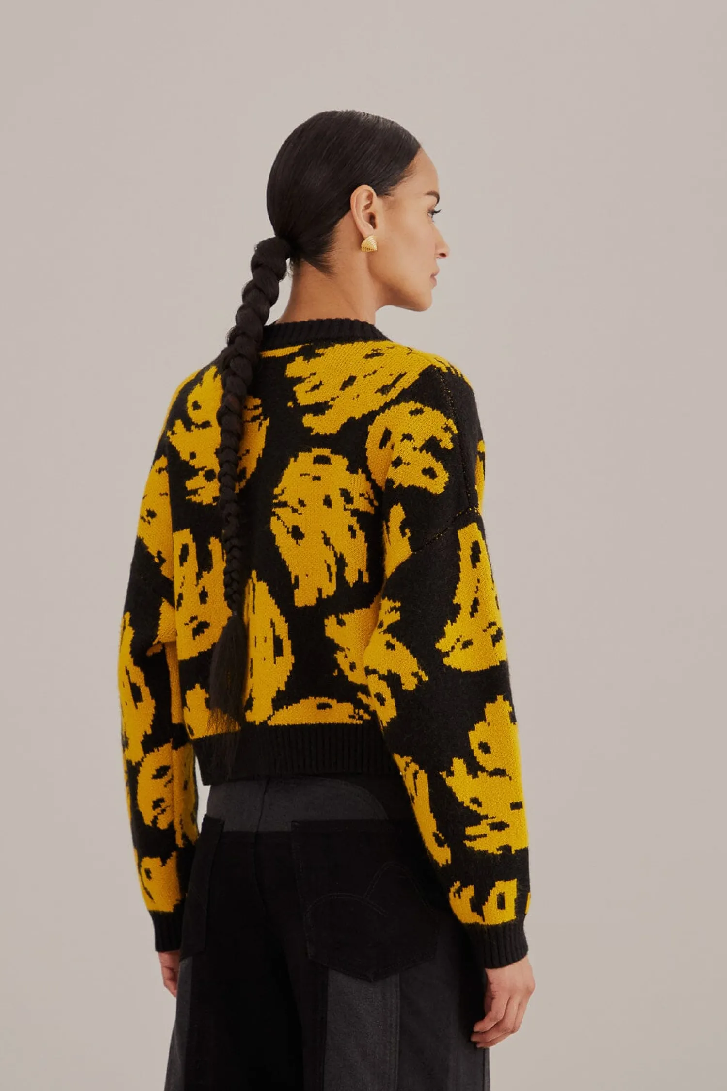 FARM Rio BLACK BOSSA BANANA KNIT CARDIGAN