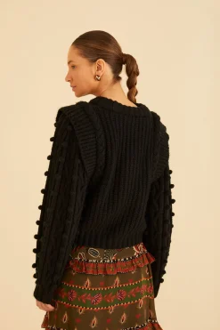 FARM Rio BLACK BRAIDED SWEATER