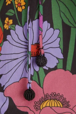 FARM Rio BLACK BUCOLIC GARDEN CUT OUT MAXI DRESS