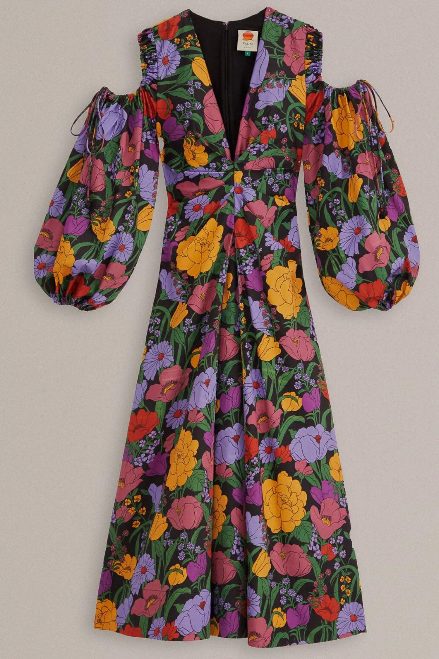 FARM Rio BLACK BUCOLIC GARDEN CUT OUT MAXI DRESS