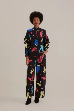 FARM Rio BLACK COLORFUL TOGETHER PANTS