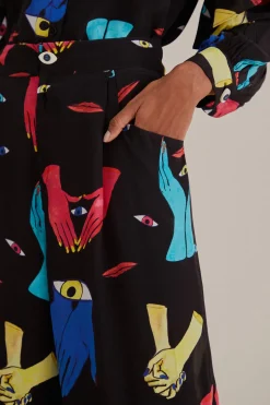 FARM Rio  BLACK COLORFUL TOGETHER PANTS