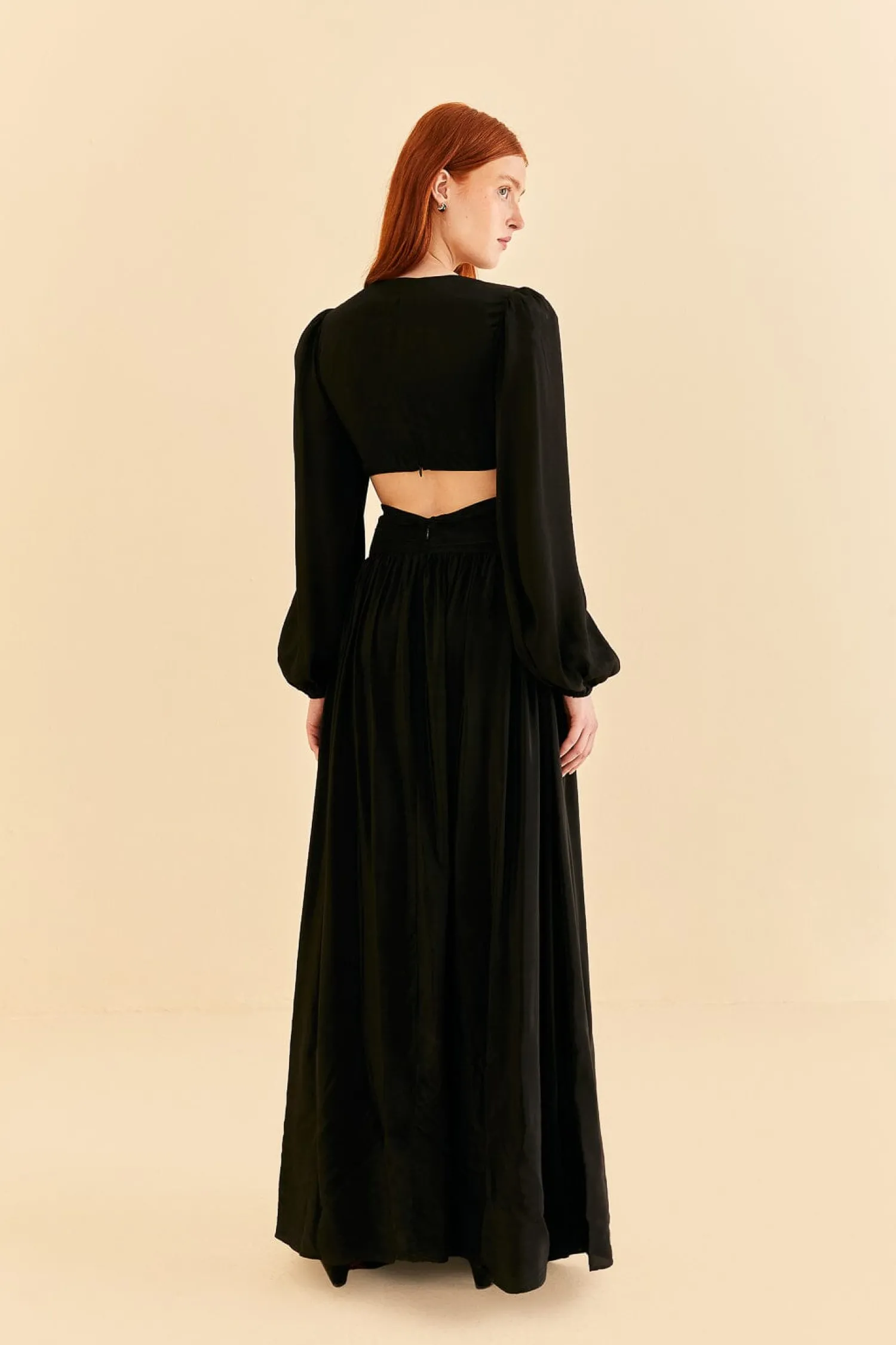 FARM Rio BLACK CUT OUT LONG SLEEVE MAXI DRESS