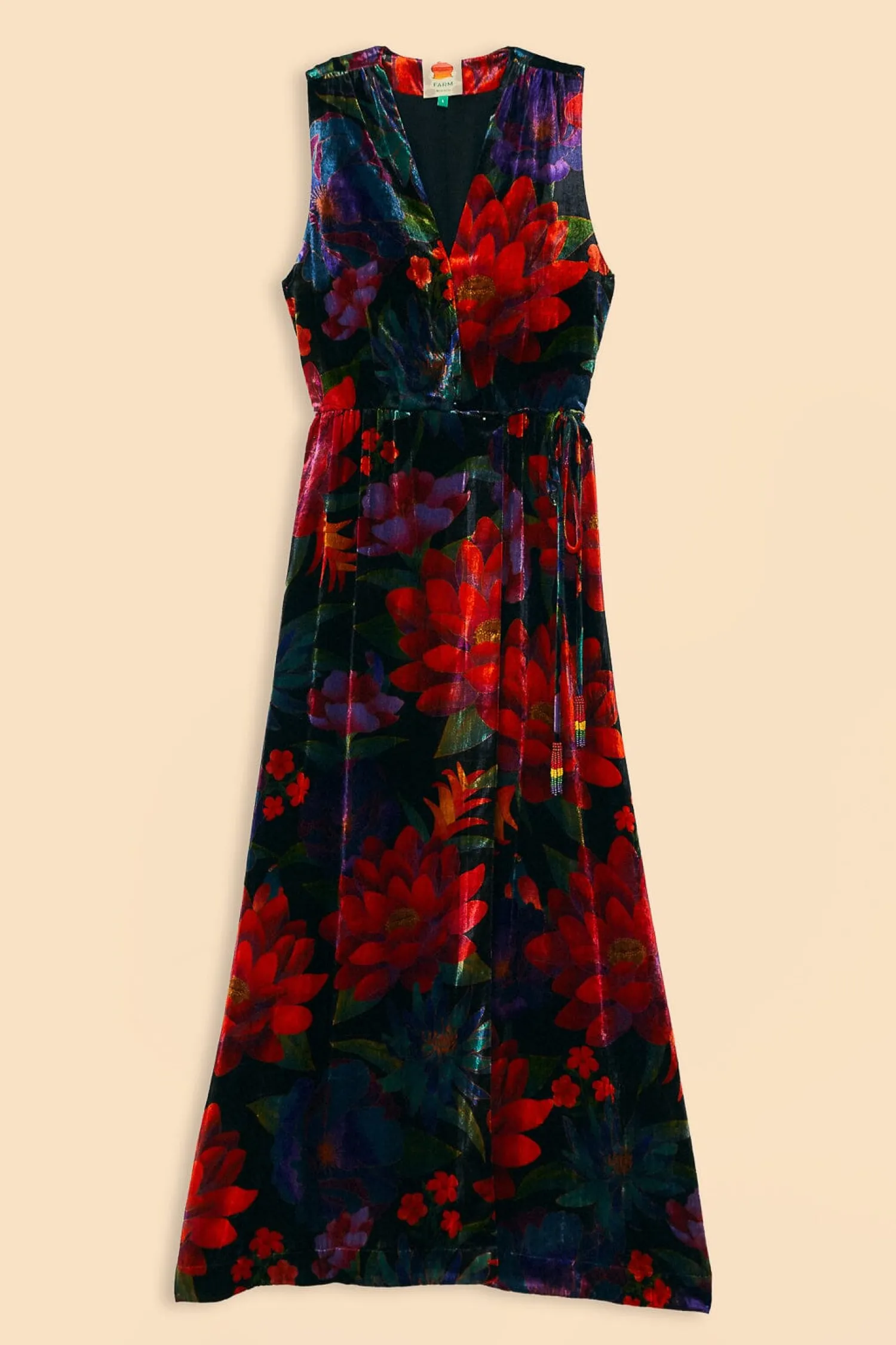 FARM Rio BLACK FLOWER SEASON MAXI WRAP DRESS