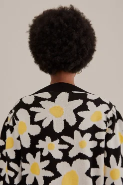 FARM Rio BLACK FLOWERS KNIT CARDIGAN