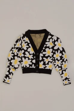 FARM Rio BLACK FLOWERS KNIT CARDIGAN