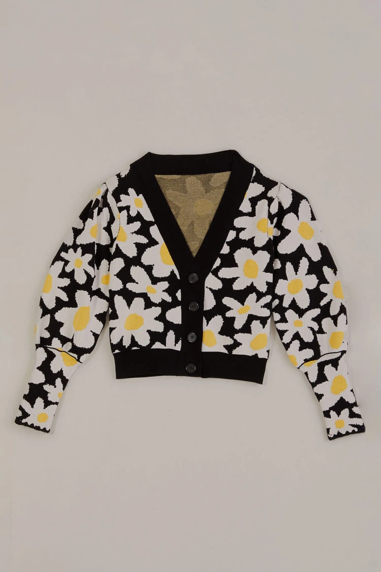FARM Rio BLACK FLOWERS KNIT CARDIGAN