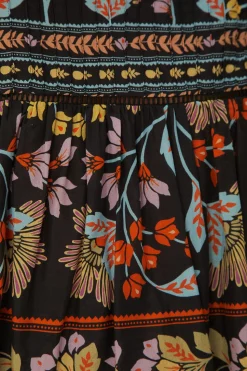 FARM Rio BLACK FLOWERY RUFFLE BLOUSE