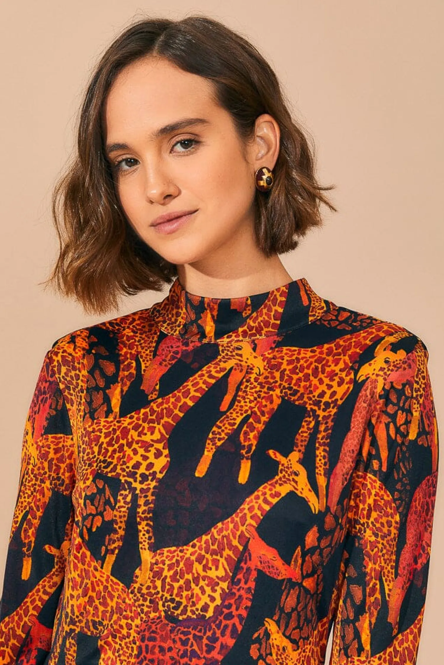 FARM Rio BLACK GIRAFFES SLIT MIDI DRESS