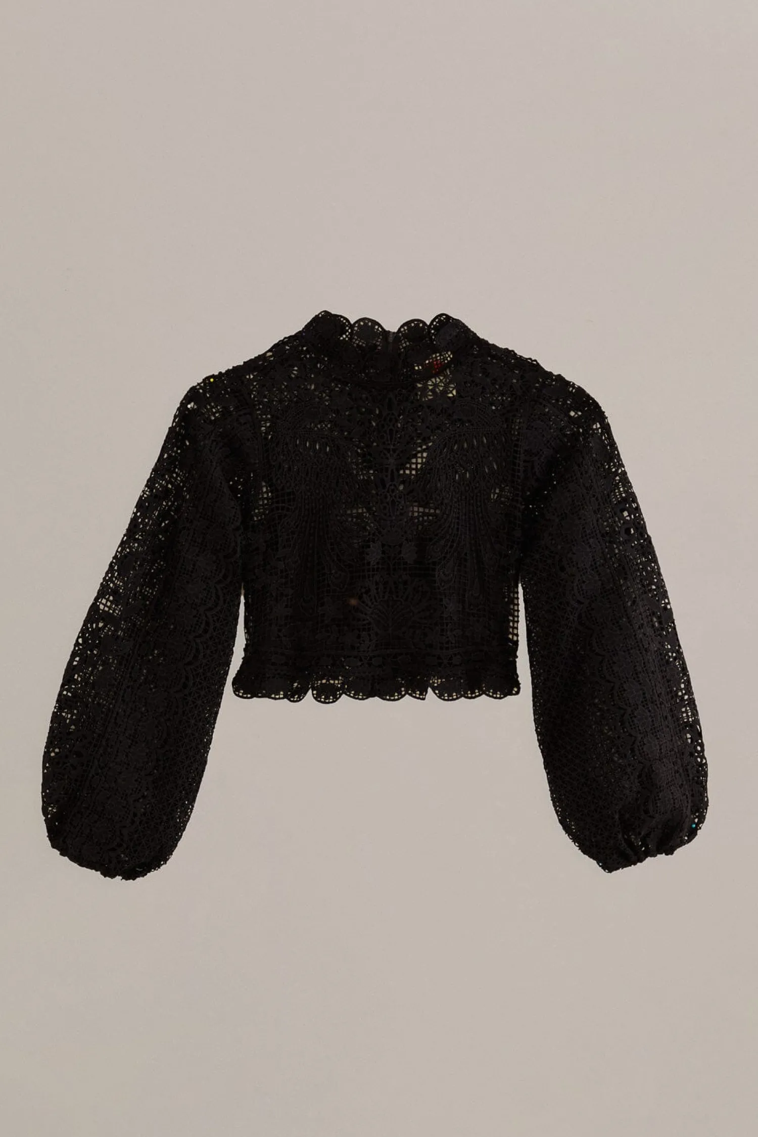 FARM Rio BLACK GUIPURE LONG SLEEVE BLOUSE