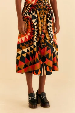 FARM Rio BLACK HEART DECO BUTTON DOWN MIDI SKIRT