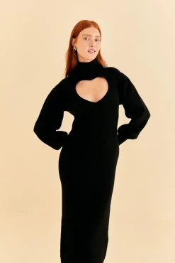 FARM Rio BLACK HEART NECKLINE KNIT DRESS