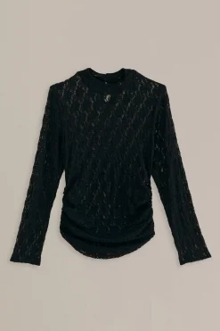 FARM Rio BLACK LACE LONG SLEEVE BLOUSE