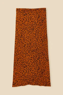 FARM Rio BLACK LEOPARDS TEXTURE MIDI SKIRT