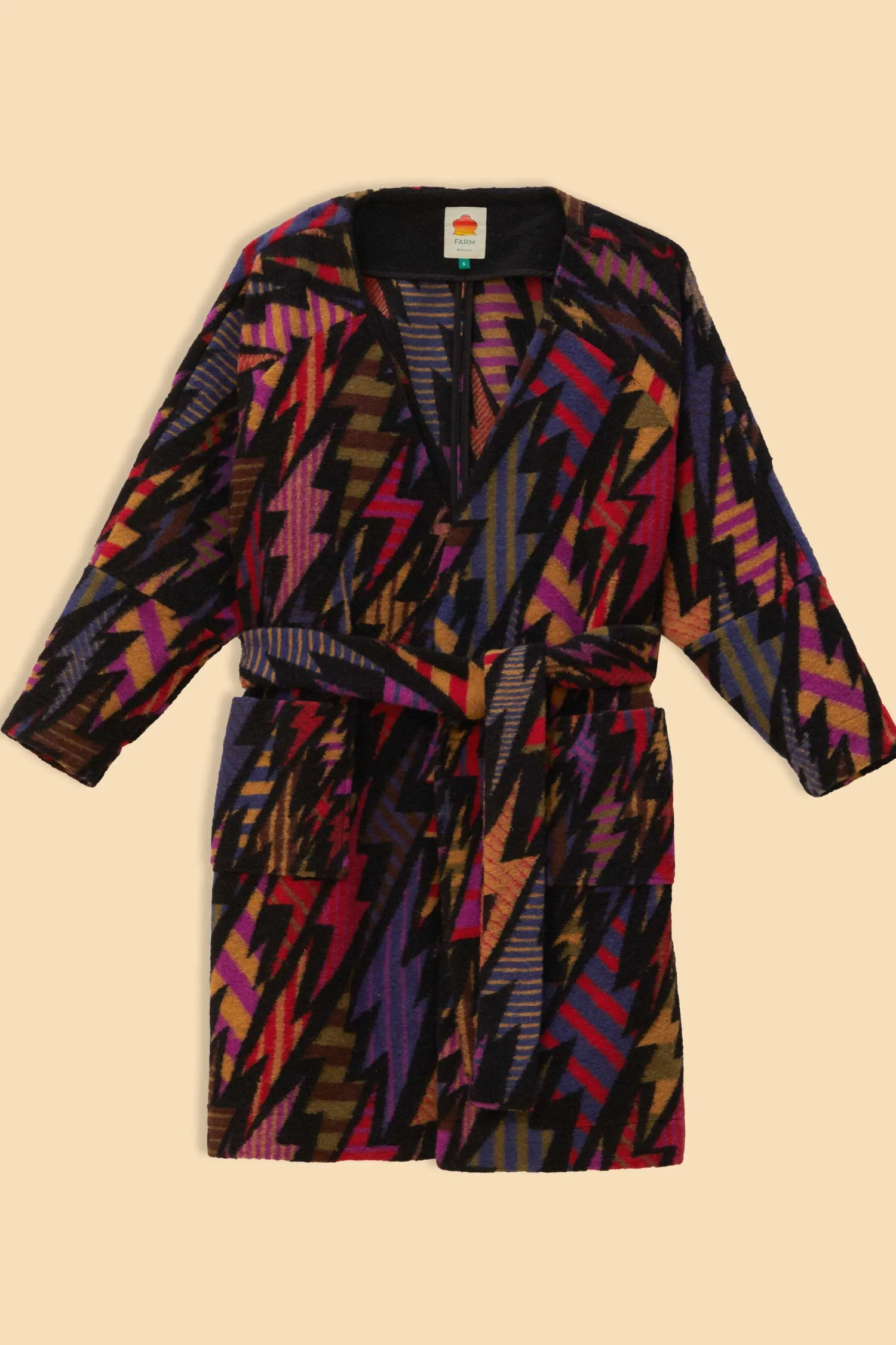 FARM Rio BLACK LIGHTNING MAXI FLEECE CARDIGAN