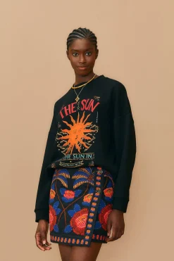FARM Rio  BLACK LIVING BLOOM MINI SKIRT