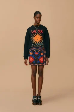 FARM Rio  BLACK LIVING BLOOM MINI SKIRT