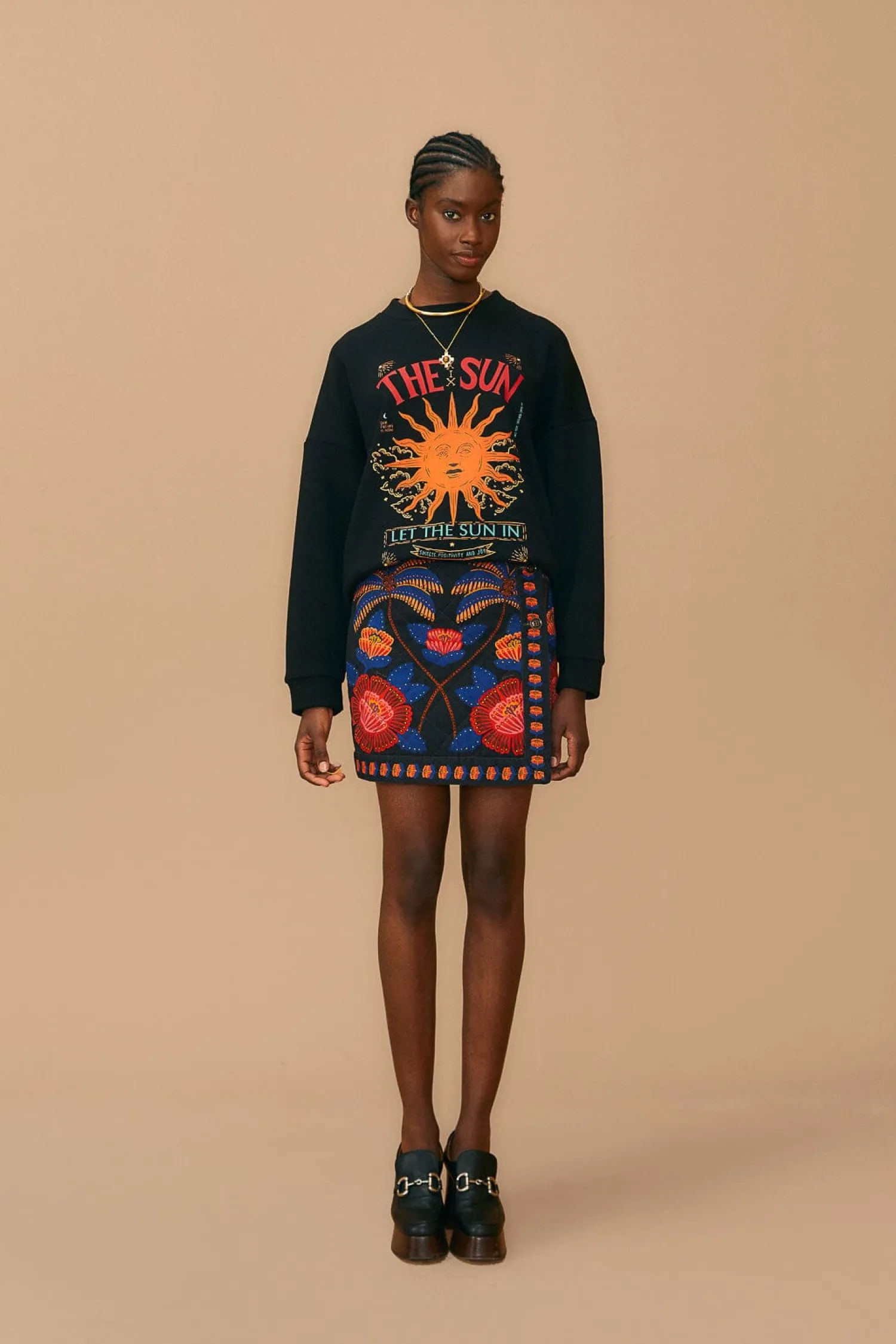FARM Rio BLACK LIVING BLOOM MINI SKIRT