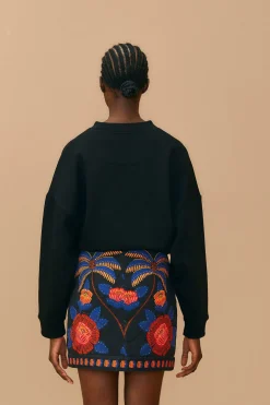 FARM Rio BLACK LIVING BLOOM MINI SKIRT