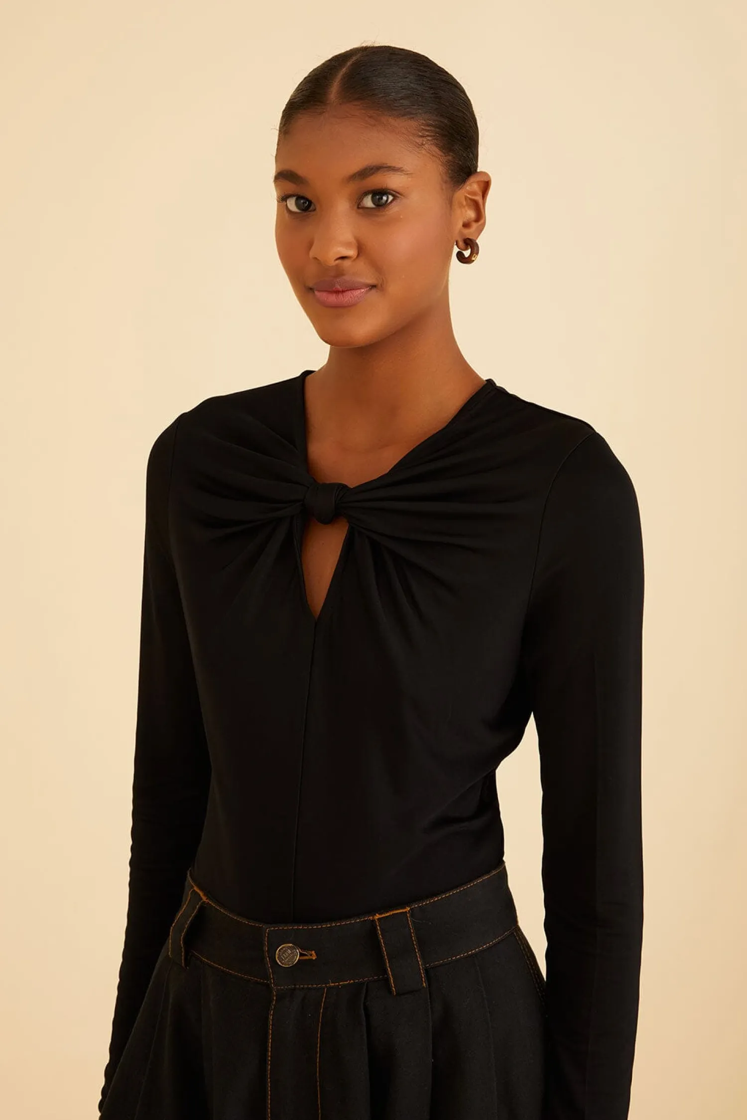 FARM Rio BLACK LONG SLEEVE BODYSUIT