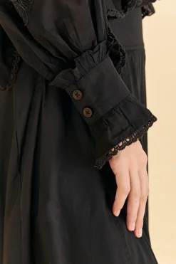 FARM Rio BLACK LONG SLEEVE V NECKLINE BLOUSE